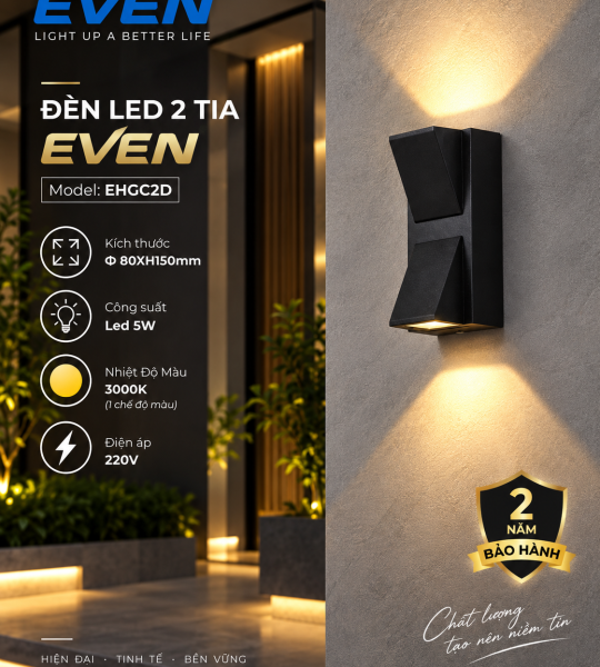 HẮT TƯỜNG 10W VỎ ĐEN EVEN. AS VÀNG XEM BẢNG GIÁ
