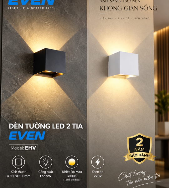 HẮT TƯỜNG 9W VUÔNG EVEN. XEM BẢNG GIÁ
