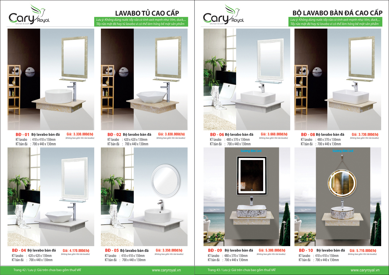 LAVABO TỦ CAO CẤP -CARY ROYAL 2023 CHIẾT KHẤU TỪ 55% - 60%