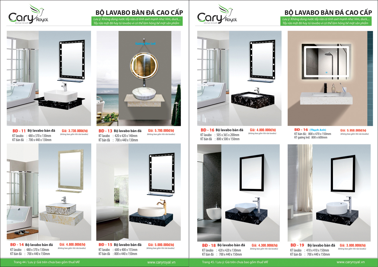 BỘ LAVABO BÀN ĐÁ CAO CẤP -CARY ROYAL 2023 CHIẾT KHẤU TỪ 55% - 60%