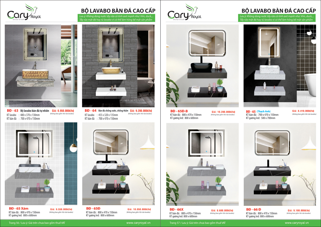 BỘ LAVABO BÀN ĐÁ CAO CẤP -CARY ROYAL 2023 CHIẾT KHẤU TỪ 55% - 60%