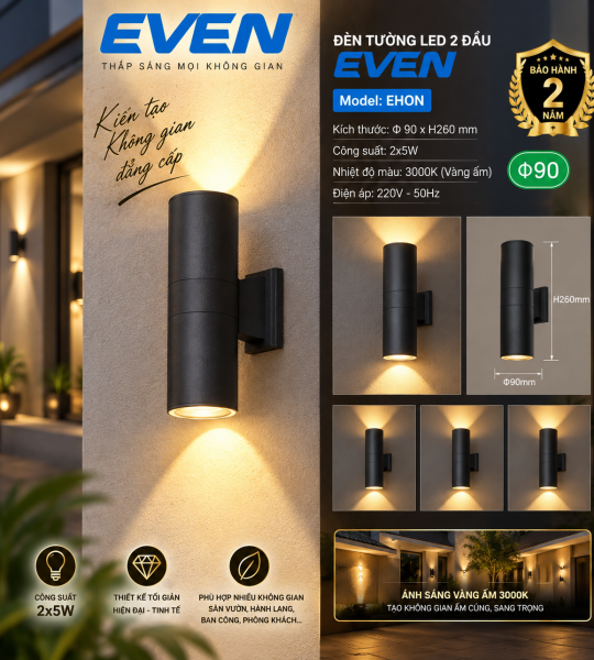 ĐÈN TƯỜNG LED 2 ĐẦU 3 CHẾ ĐỘ EVEN