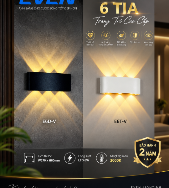 HẮT TƯỜNG 6 TIA & 8 TIA & 10 TIA EVEN. XEM BẢNG GIÁ