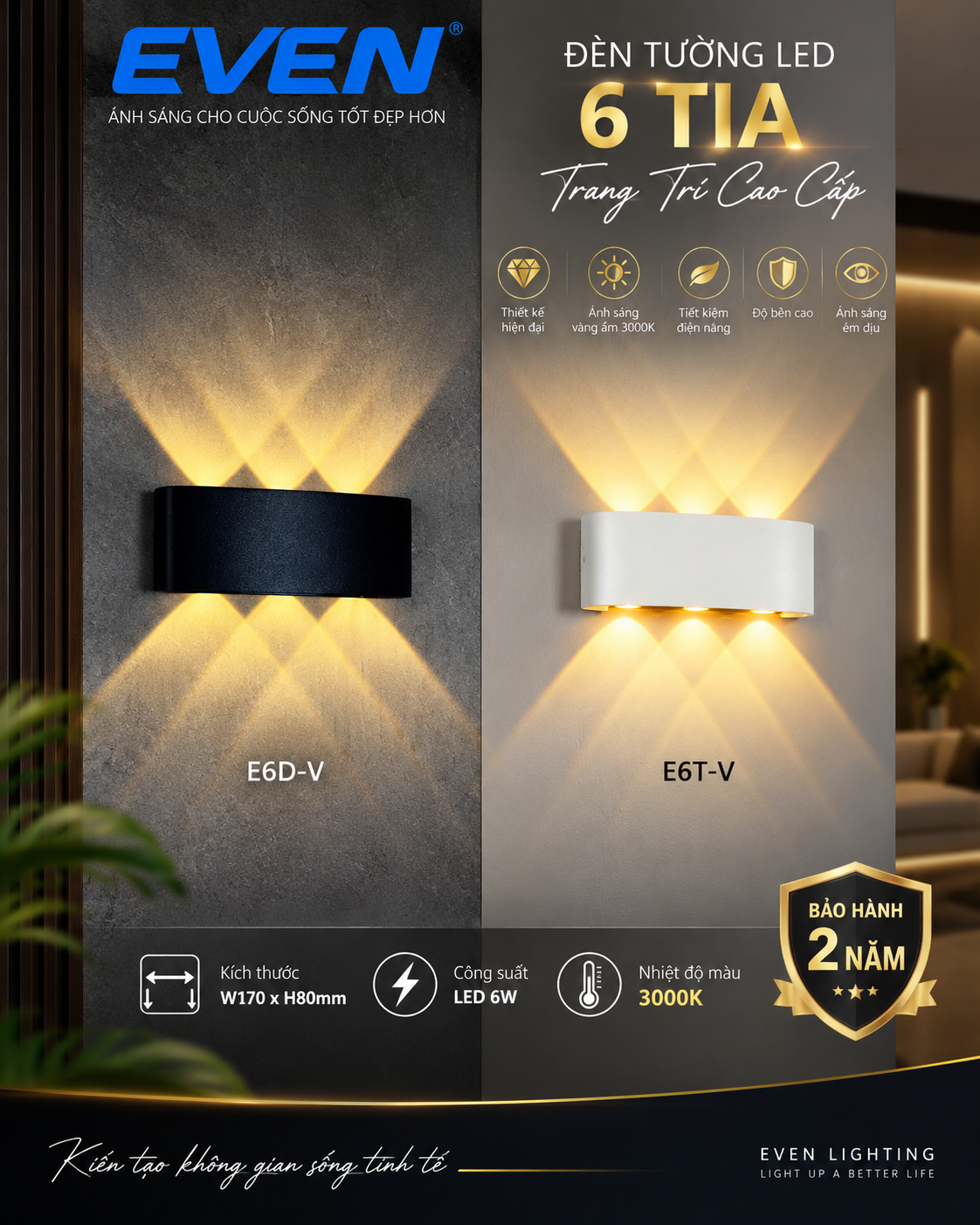 HẮT TƯỜNG 6 TIA & 8 TIA & 10 TIA EVEN. XEM BẢNG GIÁ