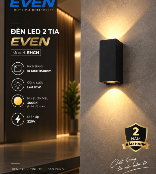 HẮT TƯỜNG 10W VỎ ĐEN EVEN. AS VÀNG XEM BẢNG GIÁ