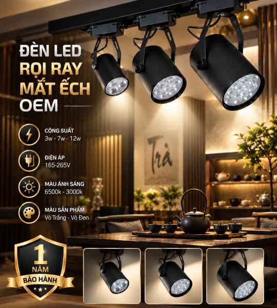 ĐÈN RỌI RAY MẮT ẾCH 3W, 7W, 12W - BH: 1 NĂM. XEM BẢNG GIÁ