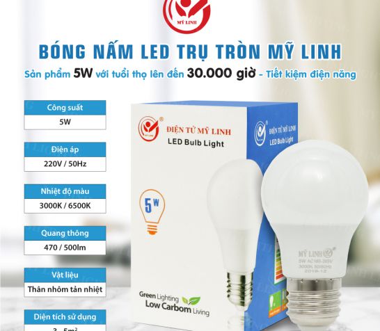 BÓNG ĐÈN LED BULD TRỤ TRÒN 5W MỸ LINH