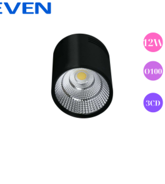 Đèn led rọi lon nổi cao 12W- vỏ đen- 3 chế độ màu-phi 100mm EVEN - CHẤT LƯỢNG