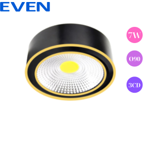 Đèn led rọi lon nổi 7W- vỏ đen -viền vàng- 3 chế độ màu-phi 90mm EVEN - CHẤT LƯỢNG