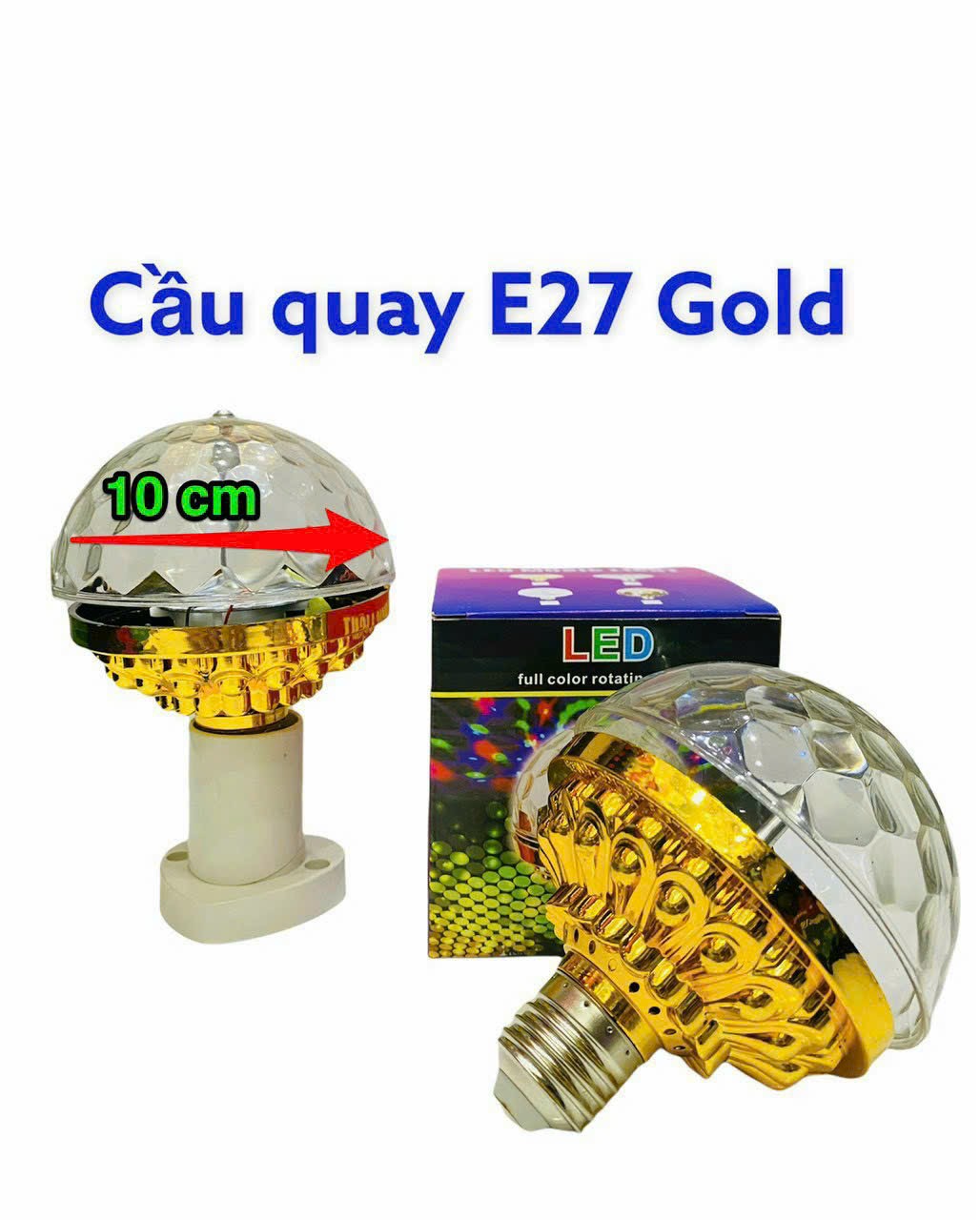 CẦU QUAY LED 7 MÀU ĐUI 27