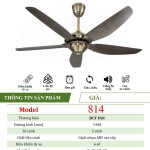 Quạt Đèn Trang Trí 5 Cánh 814 - BH: 5 Năm