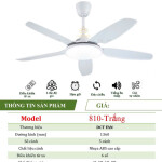 Quạt Đèn Trang Trí 5 Cánh - Trắng - BH 5 Năm