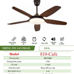 Quạt Đèn Trang Trí 5 cánh - Cafe - BH: 5 năm