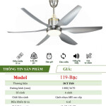 Quạt Đèn Trang Trí 6 cánh - Bạc - BH 5 năm