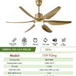 Quạt Đèn Trang Trí 6 cánh - Vàng - BH 5 năm
